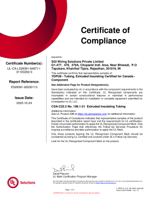 PVC Sleves UL Certificate 3 of 4