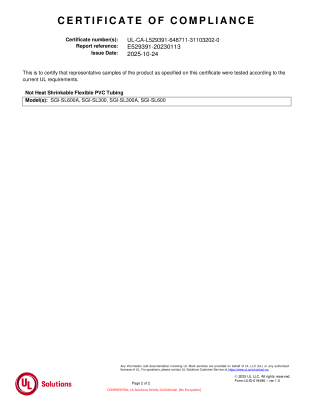 PVC Sleves UL Certificate 4 of 4